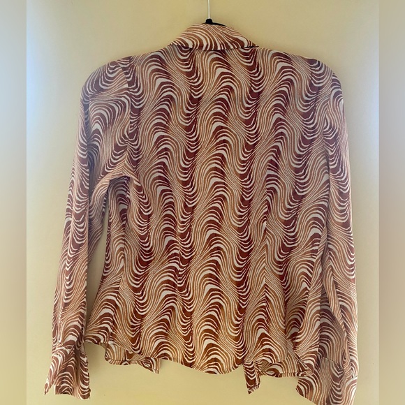 …and other stories Squiggle Print Silk Shirt in orange - Picture 4 of 7